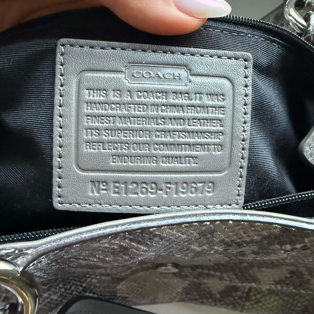 Coach Vintage Python Embossed Leather Carryall To… - image 2